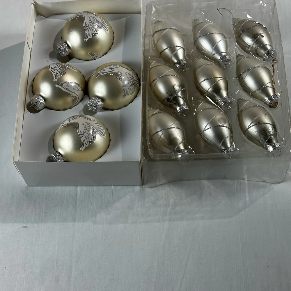 Target Silver and Gold Glass Ornaments Set Of Two